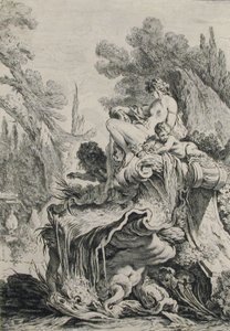Fontein met een Najade zittend op een schelp door Jean Baptiste Marie Pierre