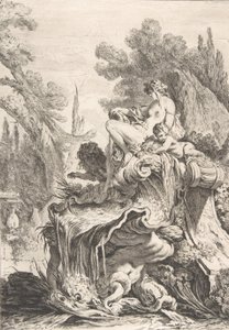 De Zittende Nimf Une fontaine avec une naïade assise sur une conque, ca. 1740 door Jean Baptiste Marie Pierre