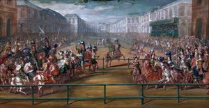 Le pompeux Carrousel des Galantes Amazones des Quatre Parties du monde door Jean Baptiste Martin