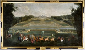 Marie Lescszinska, koningin van Frankrijk (1703-1768) in de tuinen van het kasteel van Vaux Le Vicomte
