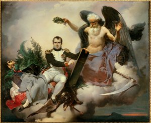Napoleon I gekroond door Tijd, schrijft de Code Civil. Allegorie van Tijd, onder de gedaante van een oude engel kroont Napoleon Bonaparte (1769-1821) op het moment dat hij zijn wetboek herzag, bekend als de Code Napoleon, afgekondigd in 1804. Schilderij do