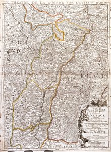 Kaart van de Elzas (Frankrijk) door Jean Baptiste Nolin