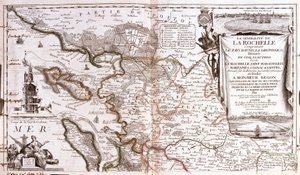 Kaart van Poitou-Charentes (Frankrijk) (gravure)