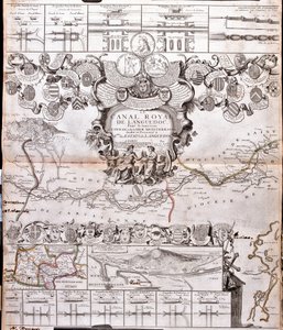 Kaart van het Canal du Midi, met zijn aquaducten
