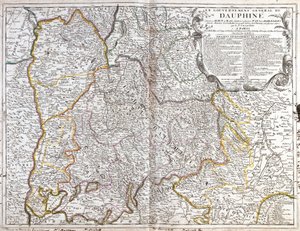 Kaart van de Dauphiné (Frankrijk) (gravure) door Jean Baptiste Nolin