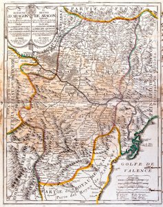 Kaart van het Koninkrijk Aragón (Spanje) door Jean Baptiste Nolin