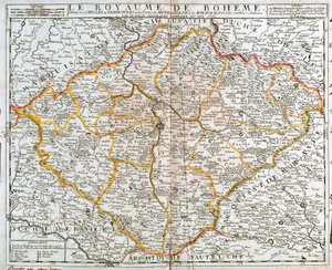 Kaart van het Koninkrijk Bohemen (Tsjechië) (gravure) door Jean Baptiste Nolin