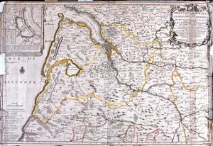 Kaart van het gebied rond Bordeaux (Frankrijk) door Jean Baptiste Nolin