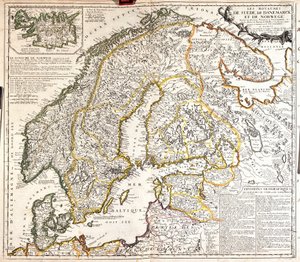 Kaart van de koninkrijken Noorwegen, Zweden en Denemarken