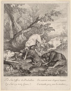 Een Vos Aangevallen door Honden door Jean Baptiste Oudry