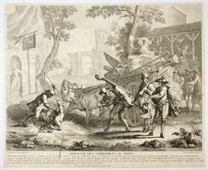 Aankomst van de komieken door Jean Baptiste Oudry