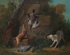 Hond bewaakt dood wild, 1753