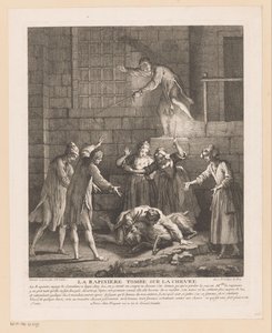 Man valt bovenop een geit door Jean Baptiste Oudry