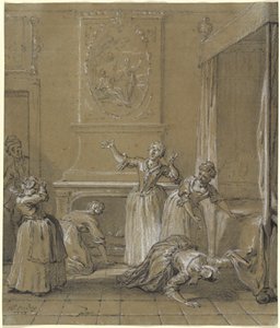 Men vindt het dode lichaam van de gast die men had verstopt door Jean Baptiste Oudry