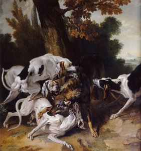 De wolvenjacht, 1725 door Jean Baptiste Oudry