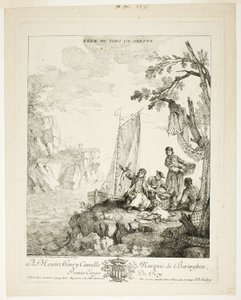 Uitzicht op de haven van Dieppe door Jean Baptiste Oudry