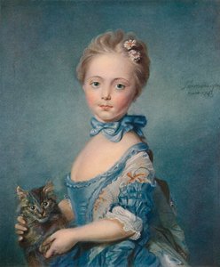 Een meisje met een kitten, 1743, 1902 door Jean Baptiste Perronneau