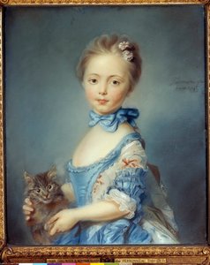 Portret van het meisje met de kat door Jean Baptiste Perronneau