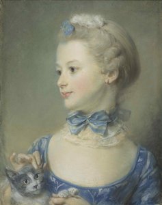 Het kleine meisje met de kat Marie-Anne Huquier, 1747 door Jean Baptiste Perronneau