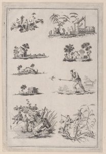 Chinoiserie Ornamenten, ca. 1760-85 door Jean Baptiste Pillement