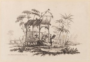 Figuren onder een structuur door Jean Baptiste Pillement