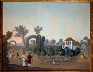 Uitzicht op de tuinen van Benfica in Lissabon in 1785 door Jean Baptiste Pillement