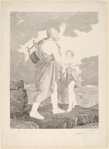 Blinde Homerus door Jean Baptiste Raphael Urbain Massard, after Baron François Gerard