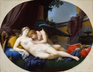 Cupido en Psyche, 1828 door Jean Baptiste Regnault