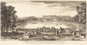Uitzicht op het Kasteel van Versailles vanaf de Orangerie