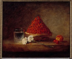 Mand met wilde aardbeien door Jean Baptiste Simeon Chardin