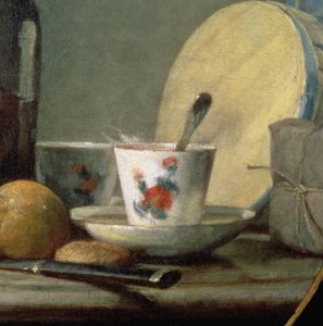 Pot met abrikozen, 1758, detail door Jean Baptiste Simeon Chardin