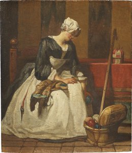 De Borduurster door Jean Baptiste Simeon Chardin
