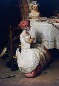 Le Benedicite, ca. 1740, detail (detail) door Jean Baptiste Simeon Chardin