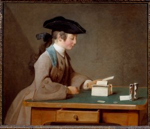 Het kaartenhuis of de zoon van meneer Le Noir door Jean Baptiste Simeon Chardin
