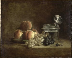 Perziken en druiven door Jean Baptiste Simeon Chardin