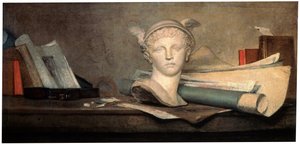 Stilleven met attributen van de kunsten, 18e eeuw door Jean Baptiste Simeon Chardin
