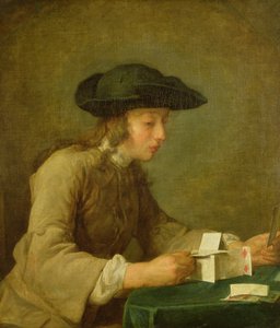 Het Kaartenhuis door Jean Baptiste Simeon Chardin