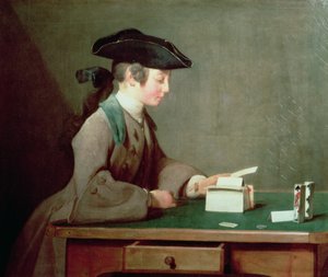 Het kaartenhuis, c.1736-37 door Jean Baptiste Simeon Chardin