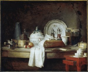 Het officiersmess of de restanten van een lunch door Jean Baptiste Simeon Chardin