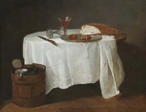 Het witte tafelkleed door Jean Baptiste Simeon Chardin