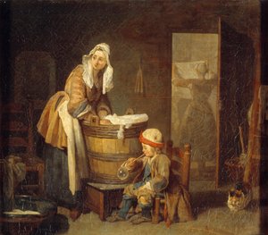 De wasmachine door Jean Baptiste Simeon Chardin