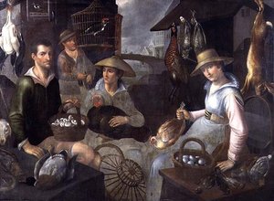 Een Marktstal door Jean Baptiste de (attr. to) Saive