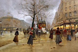 Parijs, de grote boulevards, ca. 1890 door Jean Beraud