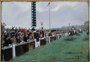Races in Longchamp; de finish door Jean Beraud