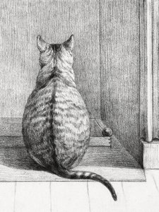 Zittende kat, van achteren gezien (1812)