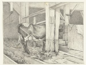 Staande koe in een stal, naar rechts door Jean Bernard
