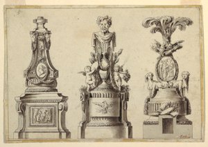 Ontwerpen voor Drie Voetstukken door Jean Charles Delafosse