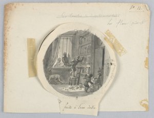 Ontwerp voor een beschilderd porseleinen bord, Vruchten in pruimenlikeur voor de Dessertservice