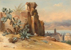 Oude Ruïnes bij Messina, Sicilië door Jean Charles Joseph Rémond