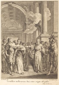 Beef ongelukkige koning, uw heerschappij is voorbij door Jean Charles Levasseur after Hubert François Gravelot